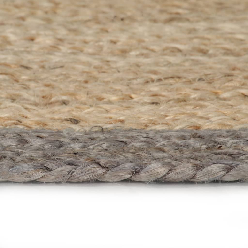 Tappeto Lavorato a Mano in Juta con Bordo Grigio 120 cm - homemem39