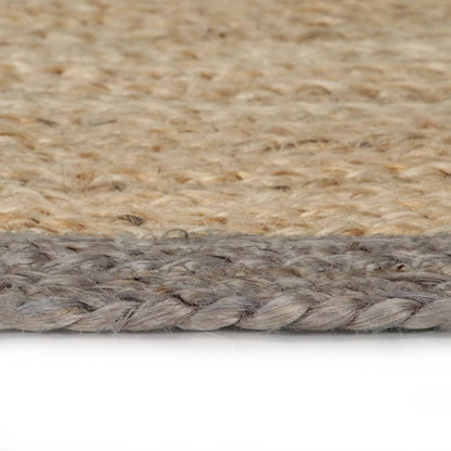 Tappeto Lavorato a Mano in Juta con Bordo Grigio 120 cm - homemem39