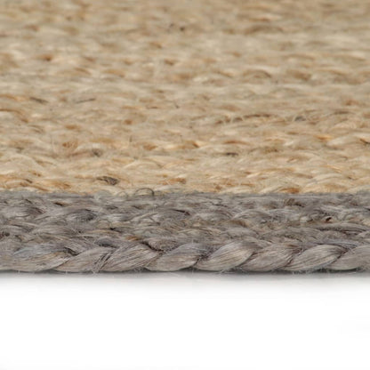 Tappeto Lavorato a Mano in Juta con Bordo Grigio 150 cm - homemem39