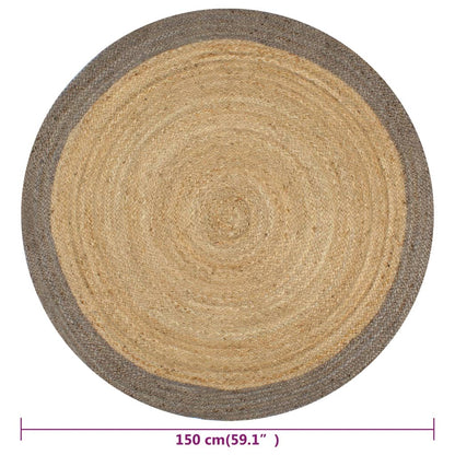 Tappeto Lavorato a Mano in Juta con Bordo Grigio 150 cm - homemem39