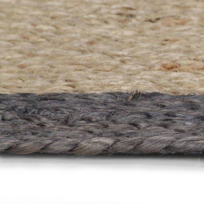 Tappeto Lavorato a Mano in Juta con Bordo Grigio Scuro 90 cm - homemem39