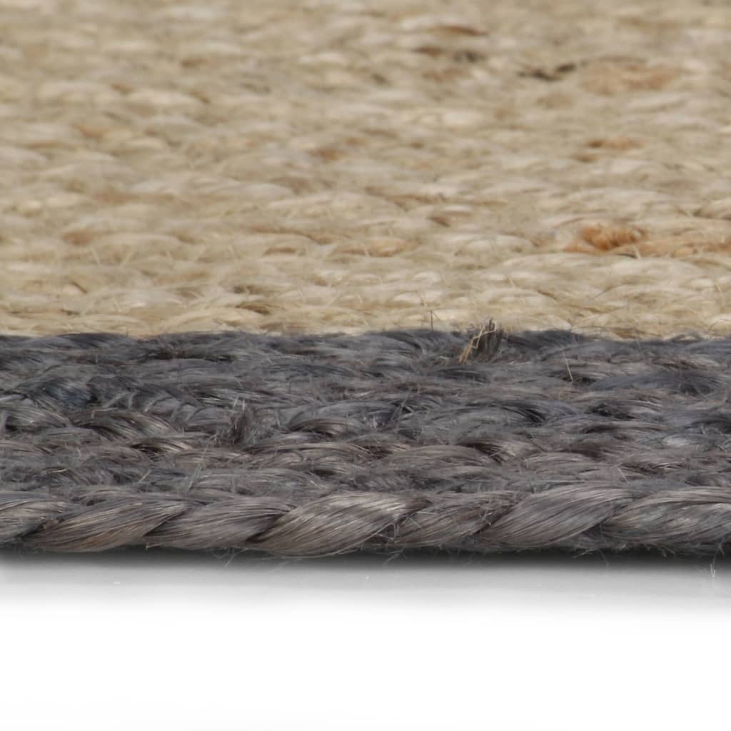 Tappeto Lavorato a Mano in Juta con Bordo Grigio Scuro 120 cm