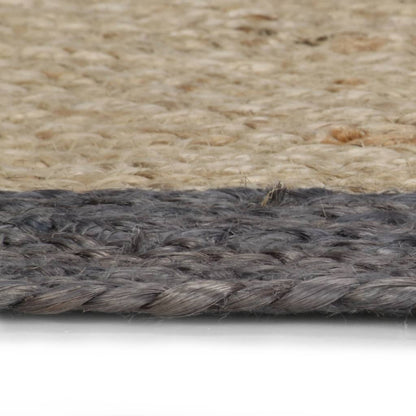 Tappeto Lavorato a Mano in Juta con Bordo Grigio Scuro 120 cm