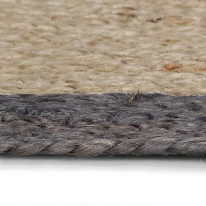 Tappeto Lavorato a Mano in Juta con Bordo Grigio Scuro 150 cm - homemem39