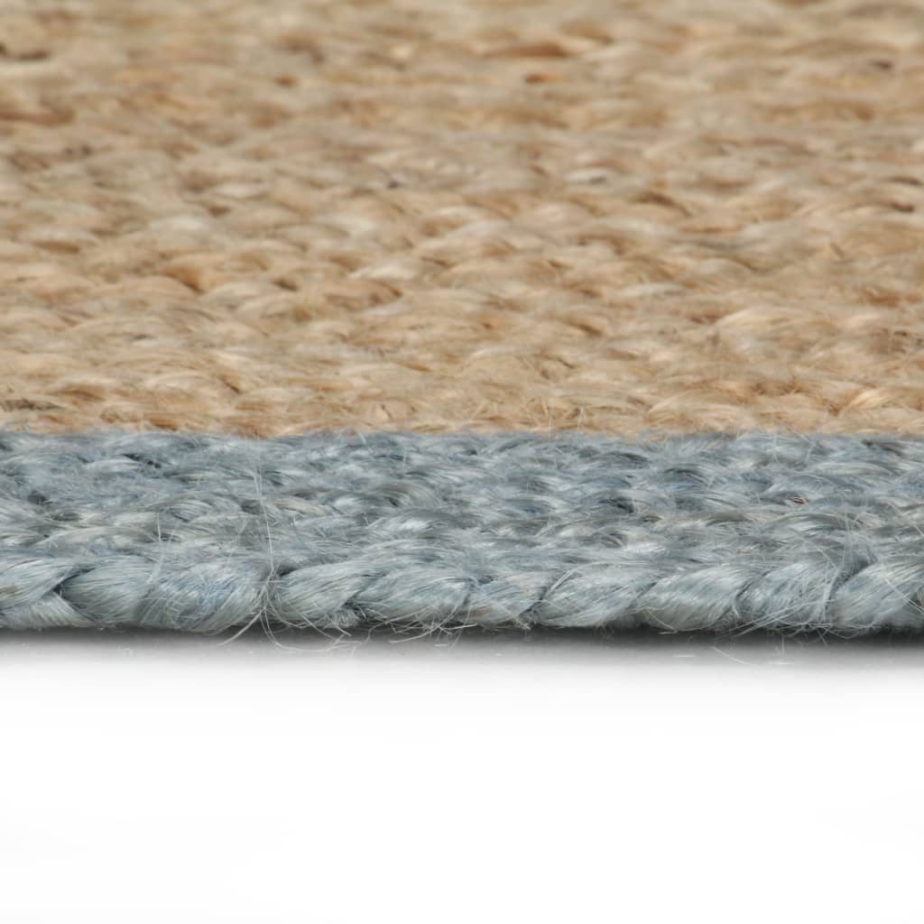 Tappeto Lavorato a Mano in Juta con Bordo Verde Oliva 120 cm - homemem39