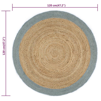 Tappeto Lavorato a Mano in Juta con Bordo Verde Oliva 120 cm - homemem39