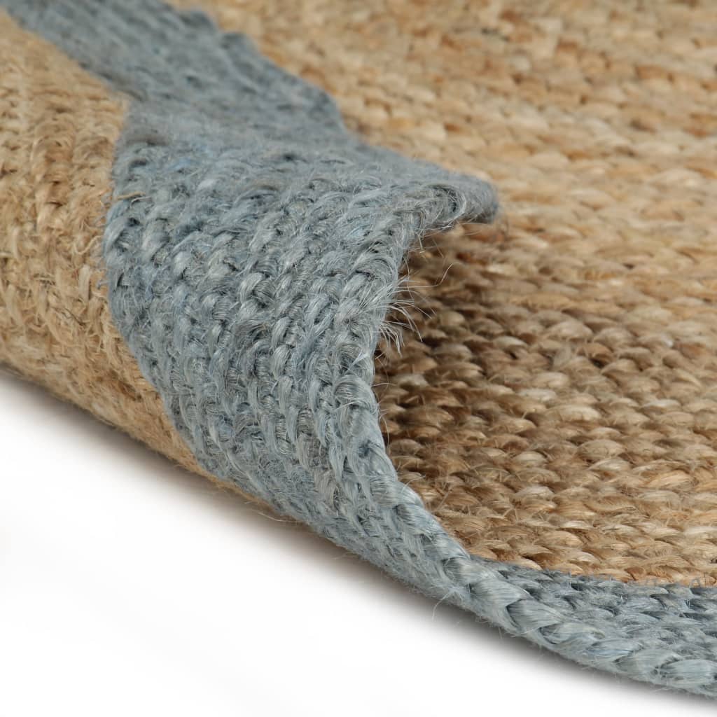 Tappeto Lavorato a Mano in Juta con Bordo Verde Oliva 150 cm - homemem39