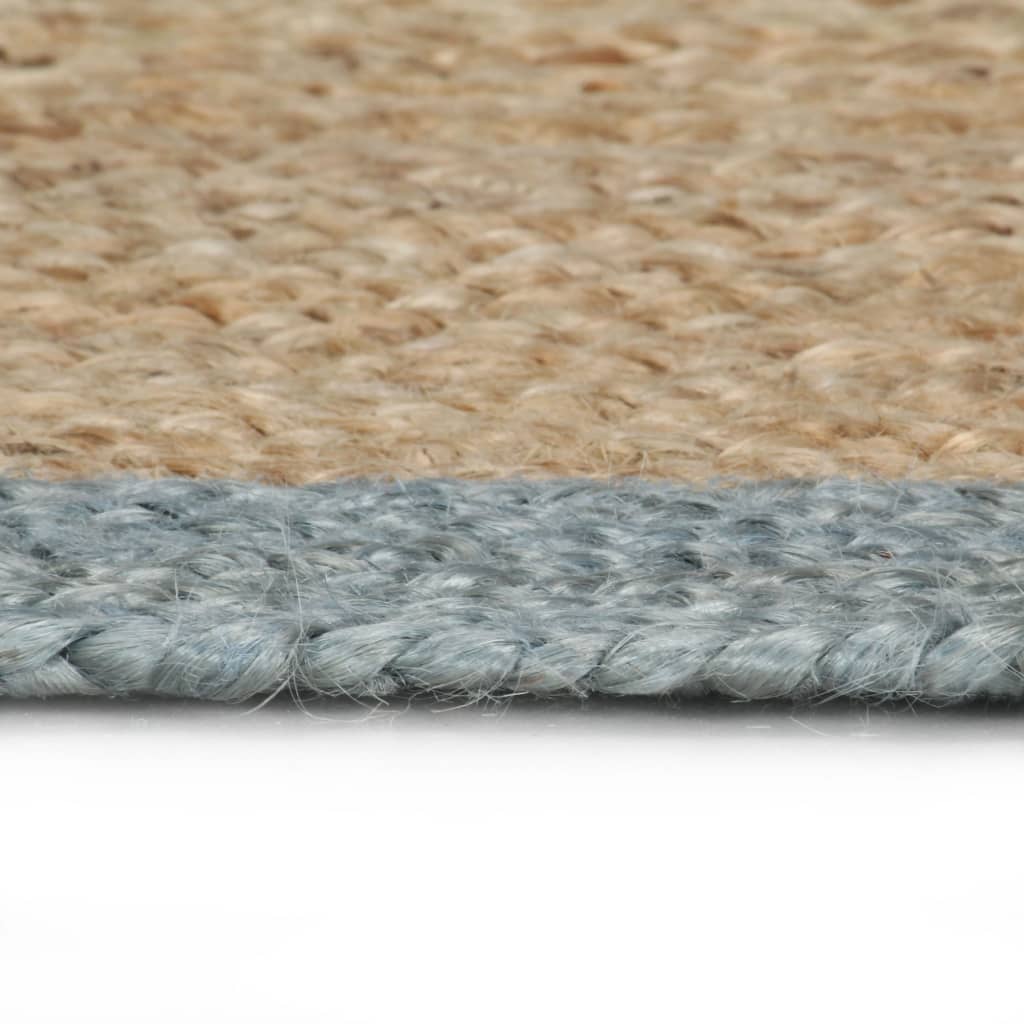 Tappeto Lavorato a Mano in Juta con Bordo Verde Oliva 150 cm - homemem39