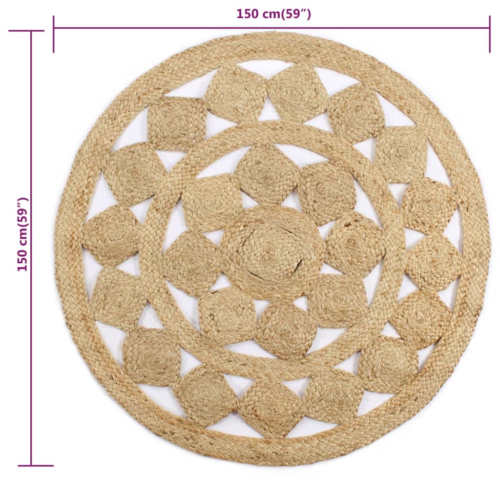 Tappeto Lavorato a Mano in Juta Intrecciata 150 cm - homemem39
