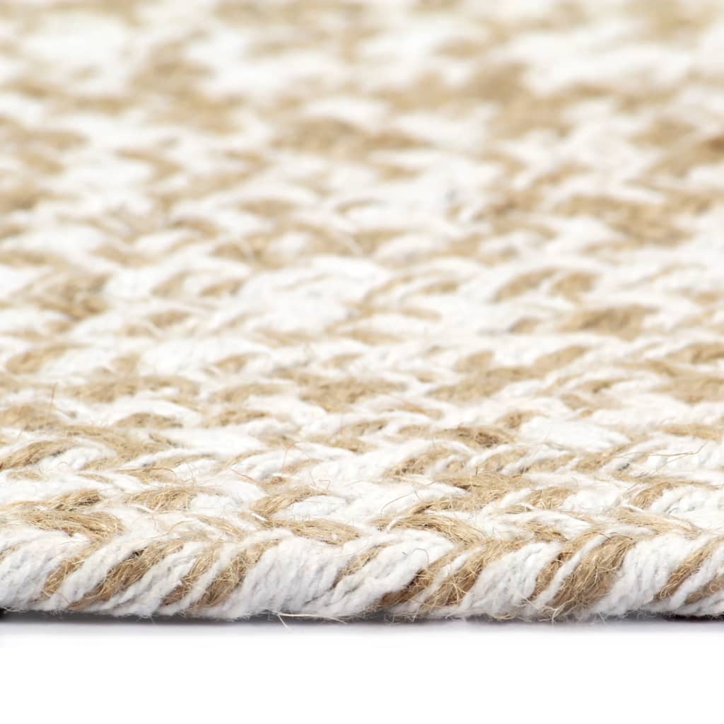 Tappeto Artigianale in Juta Bianco e Naturale 90 cm - homemem39