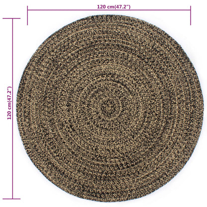 Tappeto Artigianale in Juta Nero e Naturale 120 cm - homemem39
