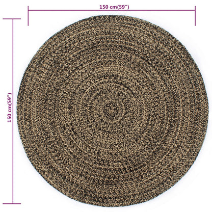 Tappeto Artigianale in Juta Nero e Naturale 150 cm - homemem39