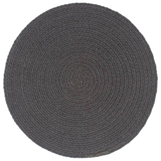 Tovagliette 6 pz Grigio Scuro Neutro 38 cm Rotonde in Cotone | homemem39