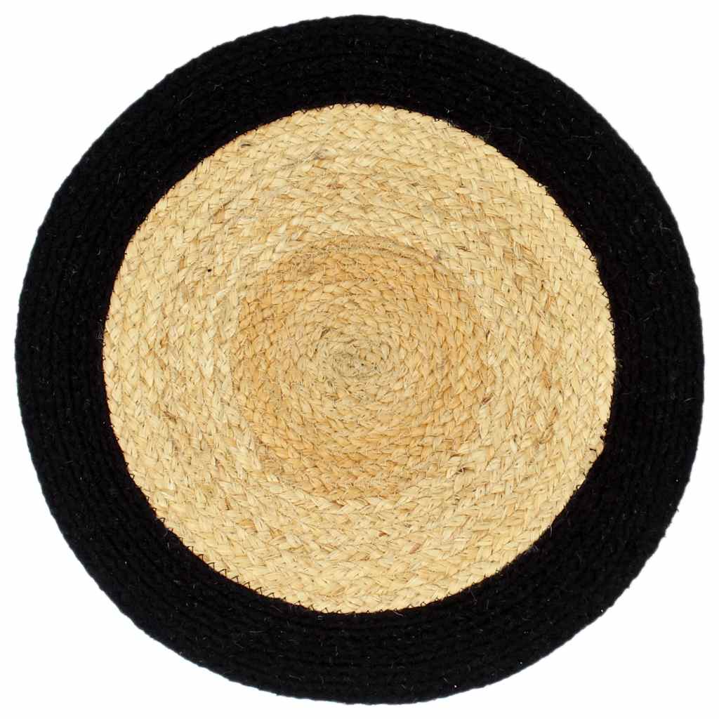 Tovagliette 6 pz Naturale e Nero 38 cm in Juta e Cotone | homemem39