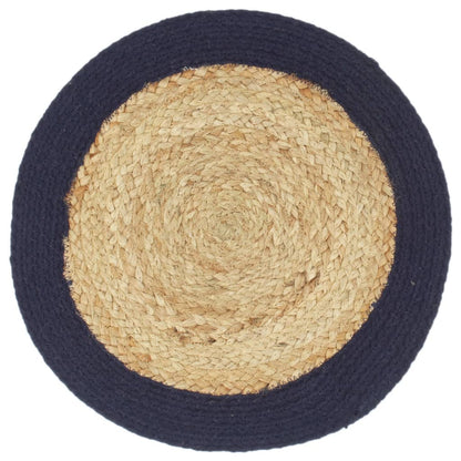 Tovagliette 6 pz Naturale e Blu Marino 38 cm in Juta e Cotone | homemem39