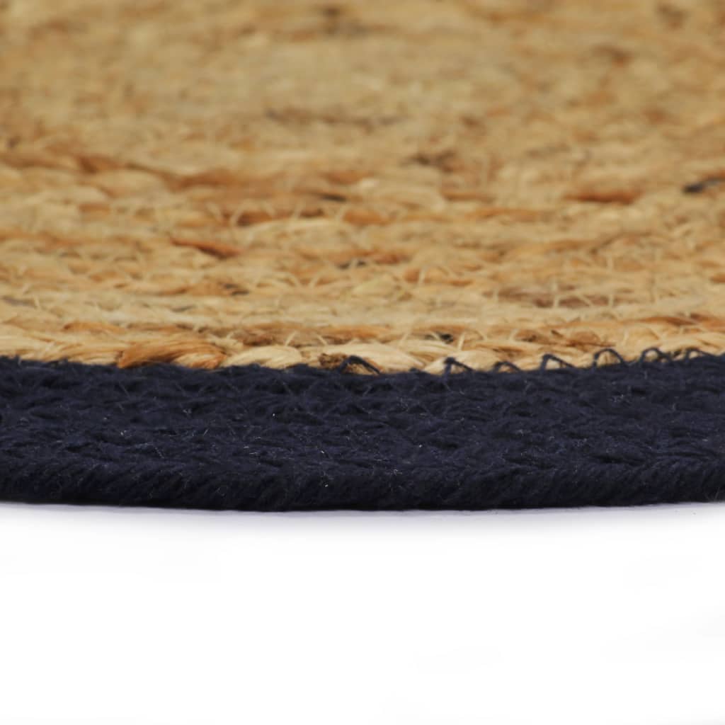 Tovagliette 6 pz Naturale e Blu Marino 38 cm in Juta e Cotone | homemem39