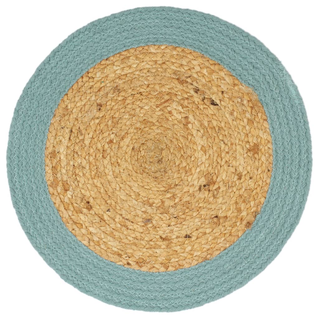 Tovagliette 6 pz Naturale e Verde 38 cm in Juta e Cotone | homemem39