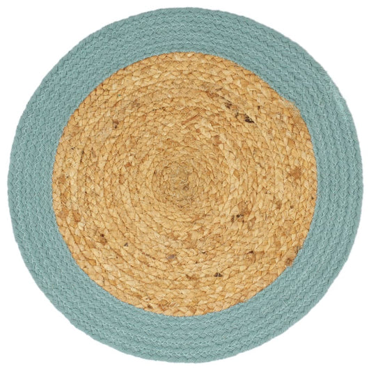 Tovagliette 6 pz Naturale e Verde 38 cm in Juta e Cotone | homemem39