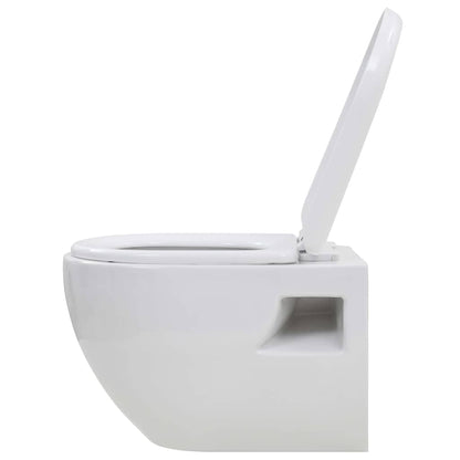 WC a Muro con Sciacquone Nascosto in Ceramica Bianco