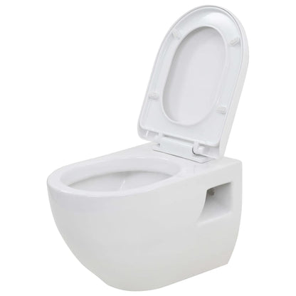 WC a Muro con Sciacquone Nascosto in Ceramica Bianco