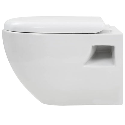 WC a Muro con Sciacquone Nascosto in Ceramica Bianco