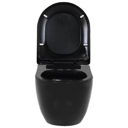 WC a Muro con Sciacquone Nascosto in Ceramica Nera