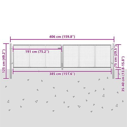 Cancello da Giardino in Acciaio Zincato 400x75 cm Argento | homemem39