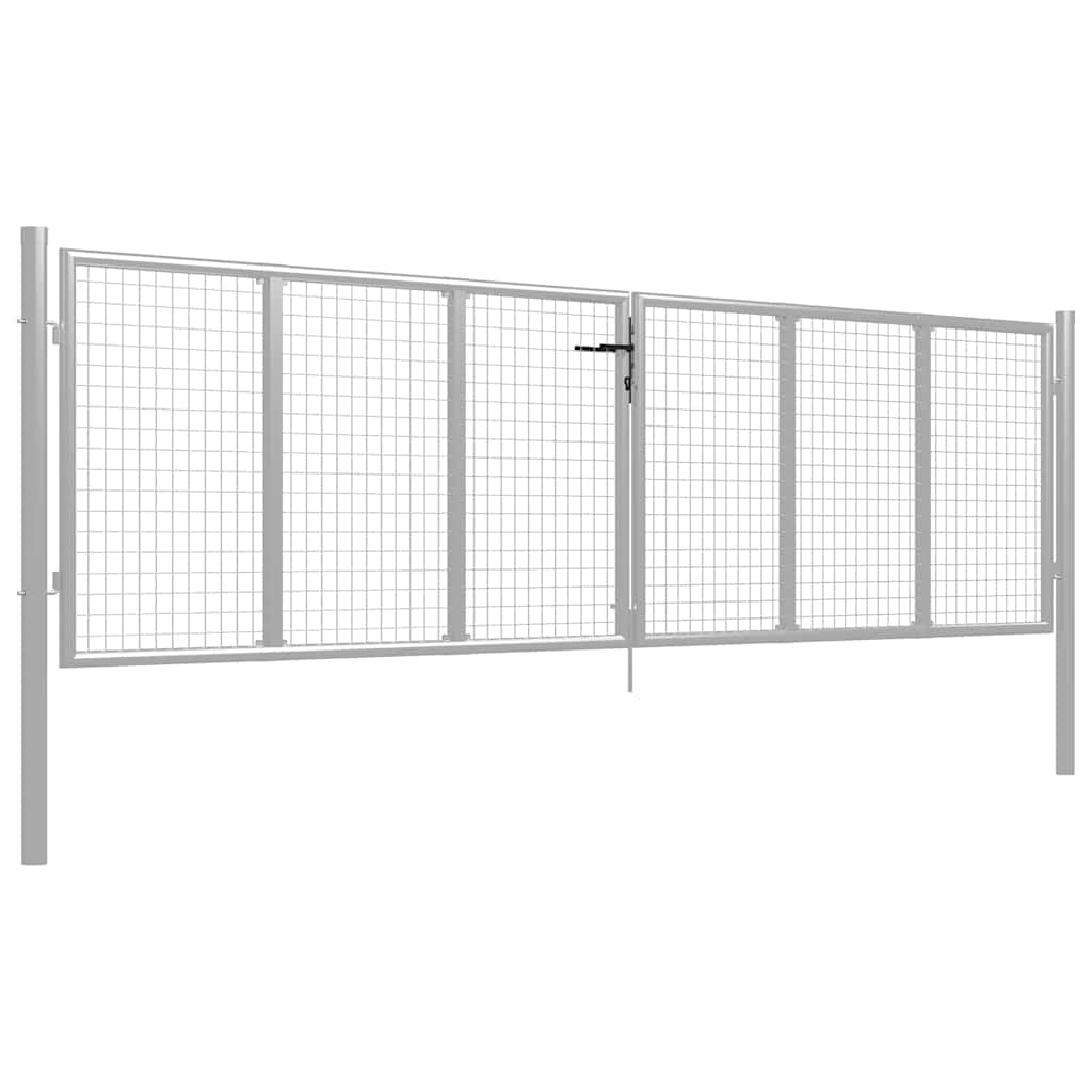 Cancello da Giardino in Acciaio Zincato 400x100 cm Argento | homemem39