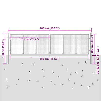 Cancello da Giardino in Acciaio Zincato 400x100 cm Argento | homemem39