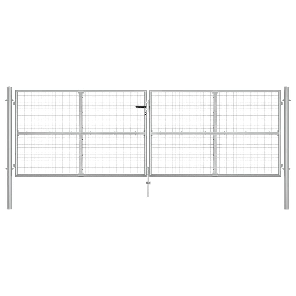 Cancello da Giardino in Acciaio Zincato 400x125 cm Argento | homemem39
