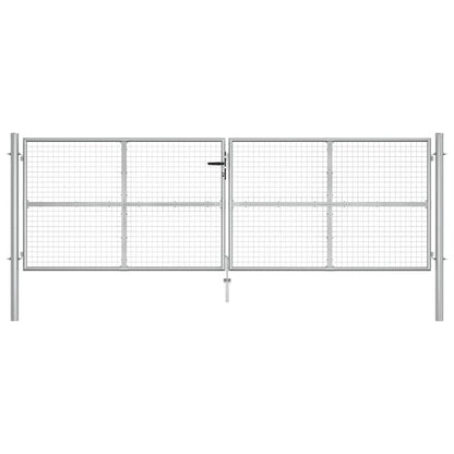 Cancello da Giardino in Acciaio Zincato 400x125 cm Argento | homemem39