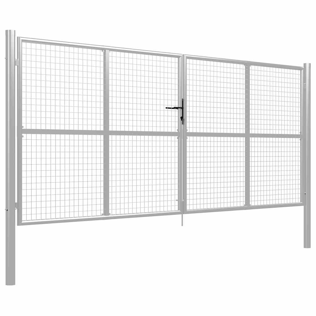 Cancello da Giardino in Acciaio Zincato 400x150 cm Argento | homemem39