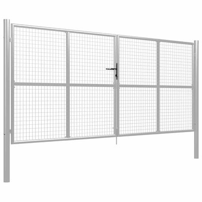 Cancello da Giardino in Acciaio Zincato 400x150 cm Argento | homemem39