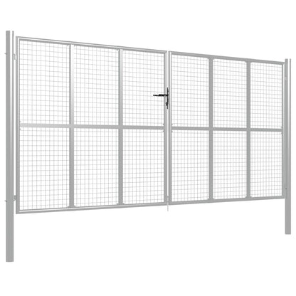 Cancello da giardino in acciaio zincato 415x175 cm argento - homemem39