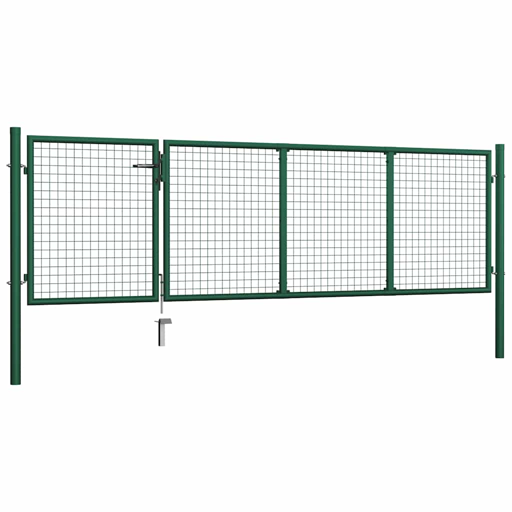 Cancello da Giardino in Acciaio 350x100 cm Verde | homemem39