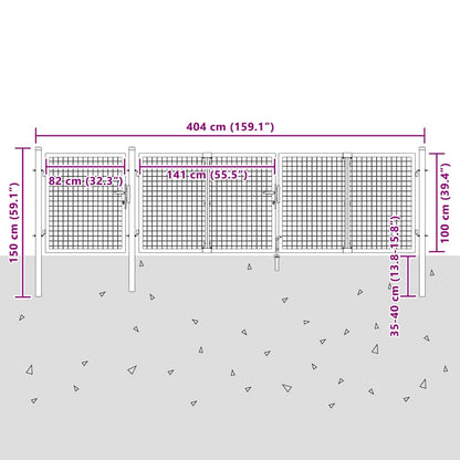 Cancello da Giardino in Acciaio 400x100 cm Verde | homemem39
