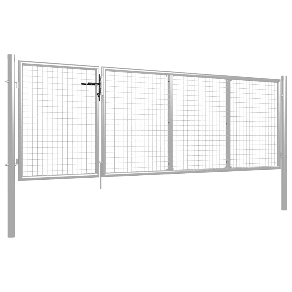 Cancello da Giardino in Acciaio 350x75 cm Argento | homemem39