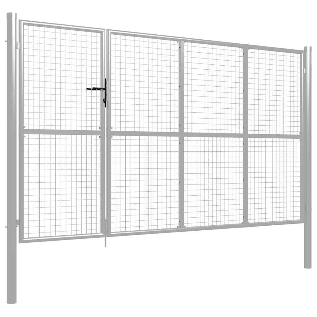 Cancello da Giardino in Acciaio 350x175 cm Argento | homemem39