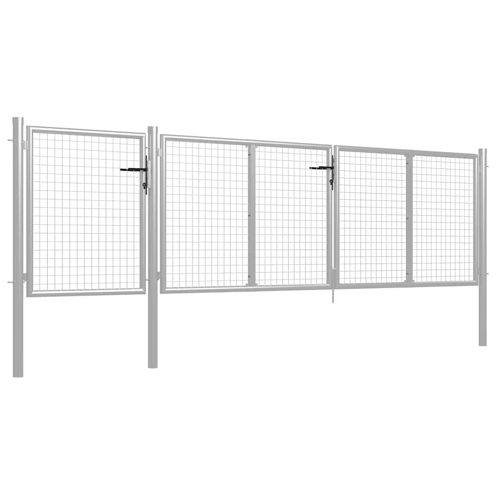 Cancello da Giardino in Acciaio 400x75 cm Argento | homemem39