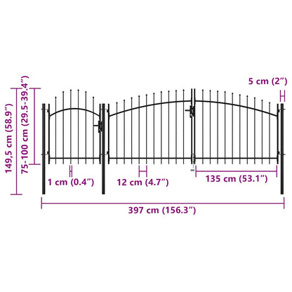Cancello da Giardino Woerden in Acciaio 1x4 m Nero | homemem39