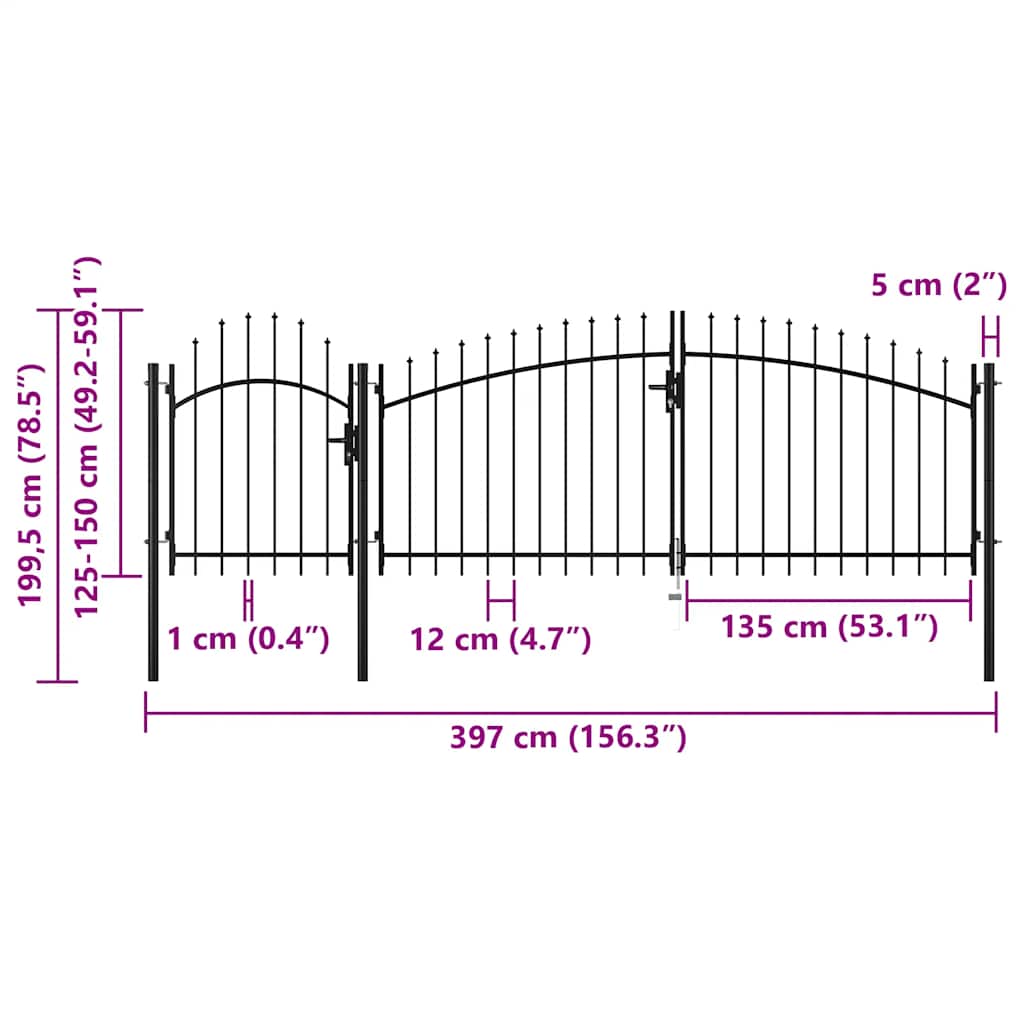 Cancello da Giardino Woerden in acciaio 1,5X4 m Nero | homemem39