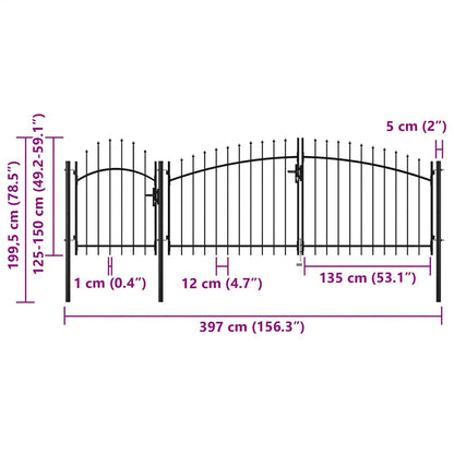 Cancello da Giardino Woerden in acciaio 1,5X4 m Nero | homemem39