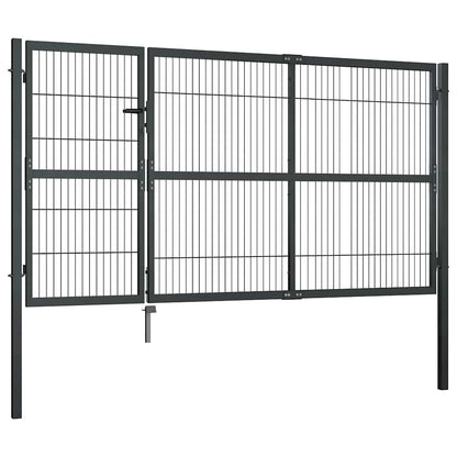 Cancello di Recinzione con Pali in Acciaio 350x140 cm Antracite