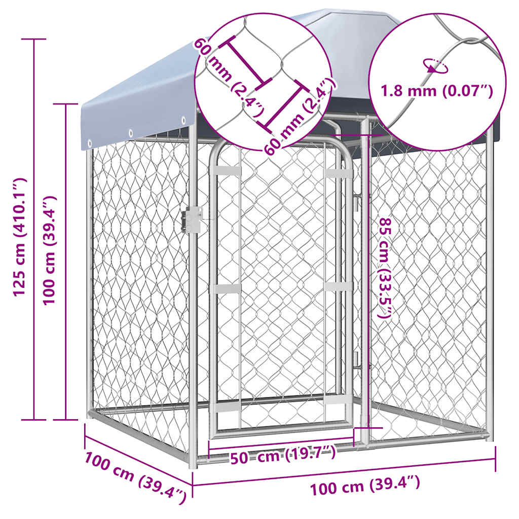 Canile da Esterno con Tetto 100x100x125 cm | homemem39