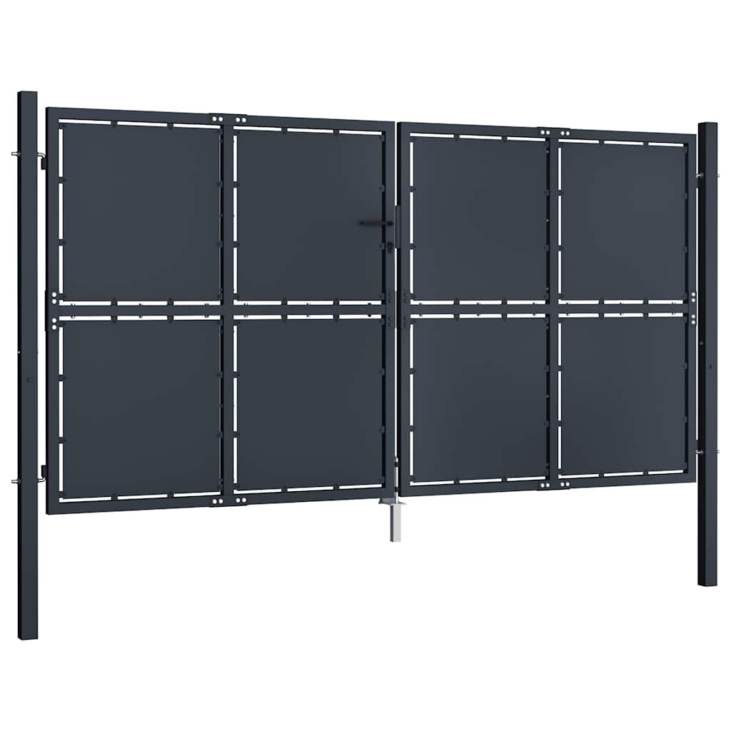 Cancello da Giardino in Acciaio 300x150 cm Antracite | homemem39