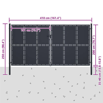 Cancello da Giardino in Acciaio 400x200 cm Antracite | homemem39