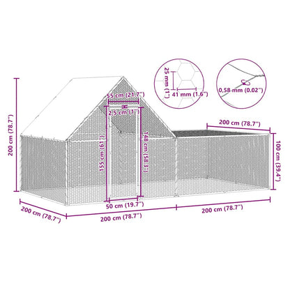 4x2x2 m chicken coop in galvanized steel