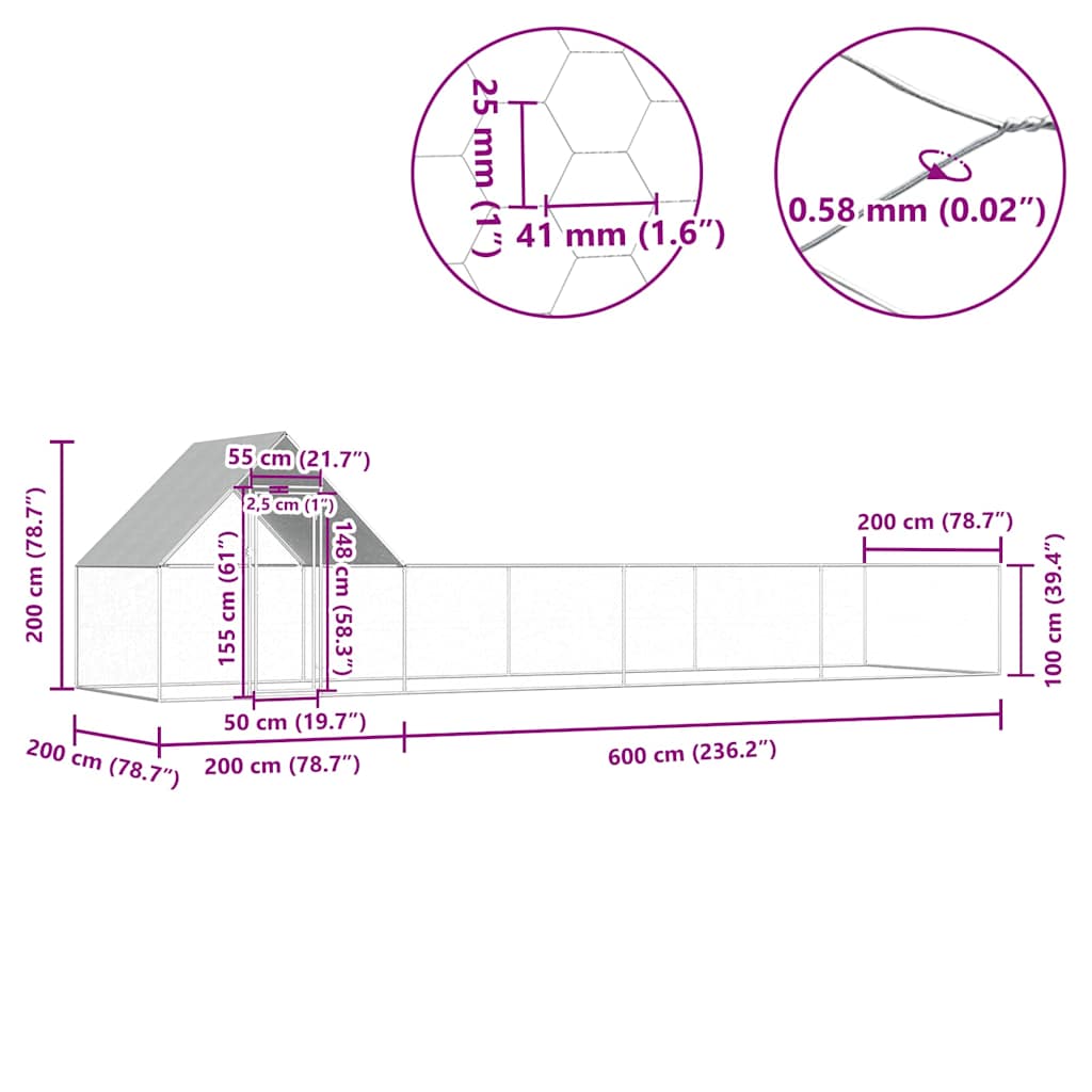 Pollaio 8x2x2 m in Acciaio Zincato - homemem39