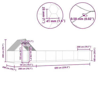 Pollaio 8x2x2 m in Acciaio Zincato - homemem39