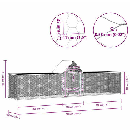 Hühnerstall 5x1x1,5 m aus verzinktem Stahl